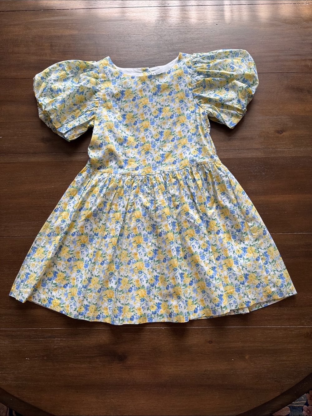 New Sz 12 Janie and Jack lined cotton Cream Floral The Fleur O’Clock puff sleeve